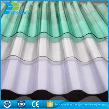 Policarbonato de alta resistência revestimento UV folha de telha transparente ondulado
